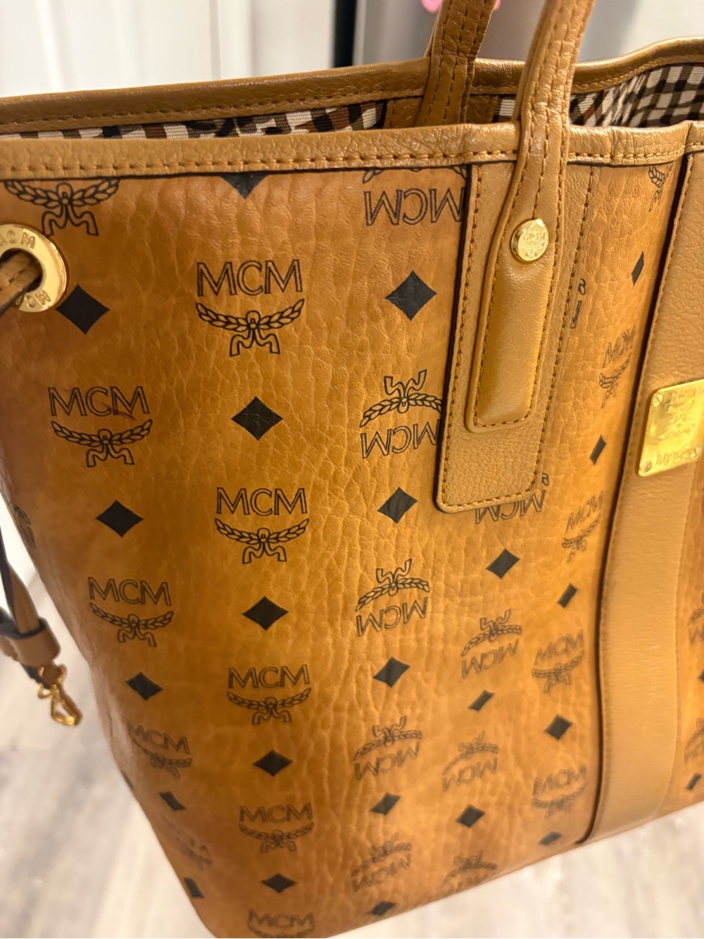 MCM Cognac Visetos Monogram Tote Bag - Picture 2 of 7
